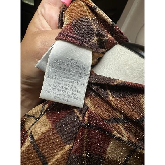 Worthington Women's Vintage 90s Glitter Tank Argyle Bronze Metallic Size MP - Picture 7 of 7